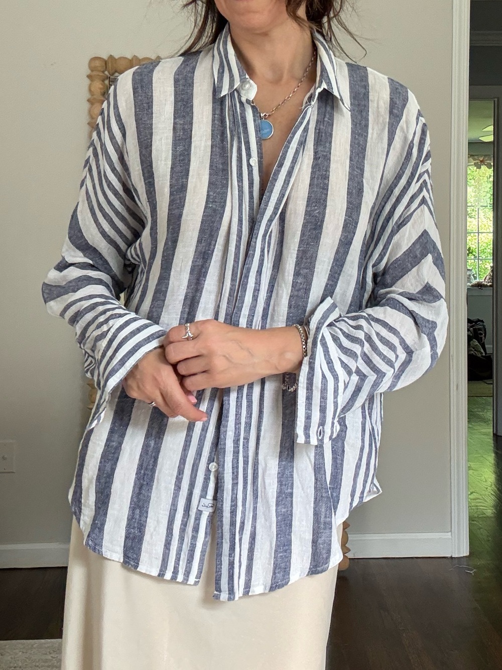 RAILS Alyssa Bay Stripe Button Down Shirt Blue/ White